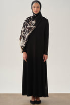 Eteği Şifonlu Elbise - Siyah TUGBA