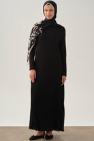 Eteği Şifonlu Elbise - Siyah TUGBA