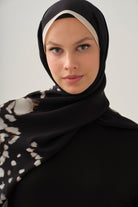 Eteği Şifonlu Elbise - Siyah TUGBA