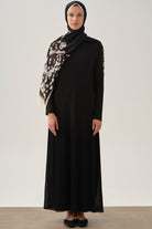 Eteği Şifonlu Elbise - Siyah TUGBA