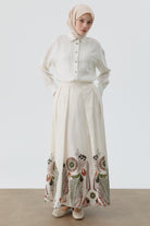 Etnik Desenli Etek - Bej TUGBA