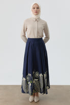 Etnik Desenli Etek - Lacivert TUGBA