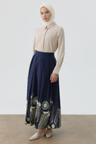Etnik Desenli Etek - Lacivert TUGBA