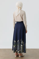 Etnik Desenli Etek - Lacivert TUGBA