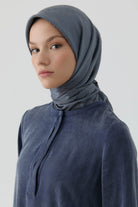 Etnik İkat Desenli Nida Naturel Eşarp - Füme TUGBA