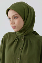 Etnik İkat Desenli Nida Naturel Eşarp - Haki TUGBA