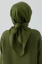 Etnik İkat Desenli Nida Naturel Eşarp - Haki TUGBA