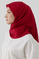 Etnik İkat Desenli Nida Naturel Eşarp - Kırmızı TUGBA