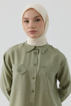 Etnik İkat Desenli Nida Naturel Eşarp - Krem TUGBA