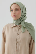 Etnik İkat Desenli Nida Naturel Eşarp - Mint TUGBA