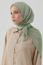 Etnik İkat Desenli Nida Naturel Eşarp - Mint TUGBA