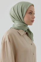 Etnik İkat Desenli Nida Naturel Eşarp - Mint TUGBA