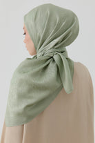 Etnik İkat Desenli Nida Naturel Eşarp - Mint TUGBA