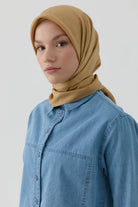 Etnik İkat Desenli Nida Naturel Eşarp - Safran TUGBA