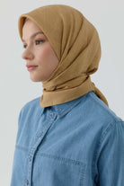 Etnik İkat Desenli Nida Naturel Eşarp - Safran TUGBA