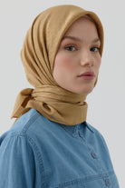 Etnik İkat Desenli Nida Naturel Eşarp - Safran TUGBA