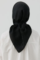 Etnik İkat Desenli Nida Naturel Eşarp - Siyah TUGBA