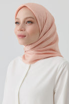 Etnik İkat Desenli Nida Naturel Eşarp - Somon TUGBA