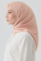 Etnik İkat Desenli Nida Naturel Eşarp - Somon TUGBA