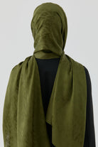 Etnik İkat Desenli Nida Naturel Şal - Haki TUGBA