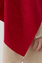 Etnik İkat Desenli Nida Naturel Şal - Kırmızı TUGBA