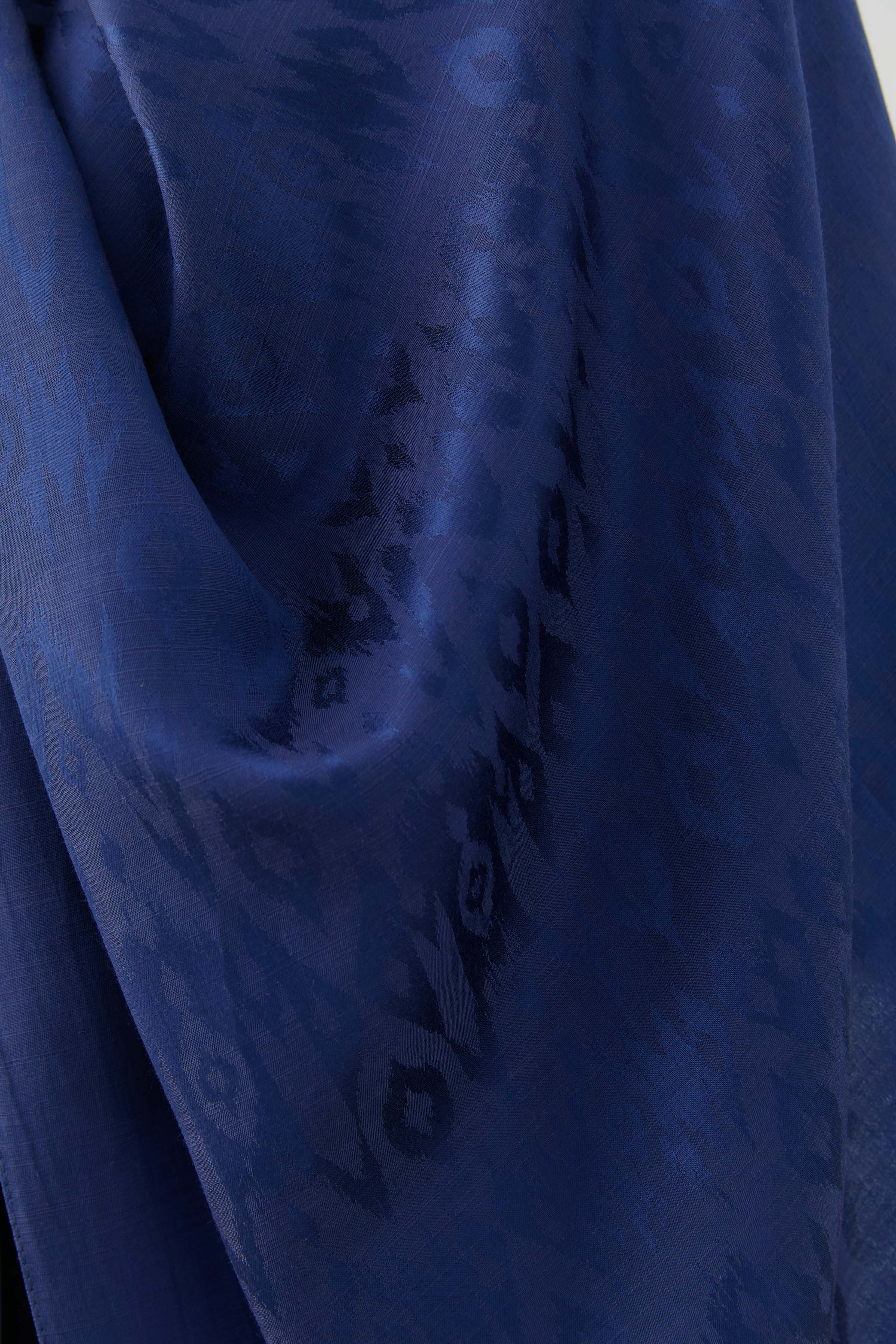 Etnik İkat Desenli Nida Naturel Şal - Lacivert TUGBA