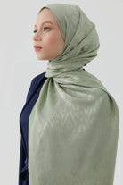 Etnik İkat Desenli Nida Naturel Şal - Mint TUGBA