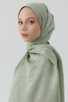 Etnik İkat Desenli Nida Naturel Şal - Mint TUGBA