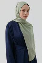 Etnik İkat Desenli Nida Naturel Şal - Mint TUGBA