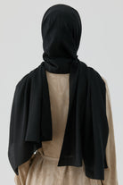 Etnik İkat Desenli Nida Naturel Şal - Siyah TUGBA