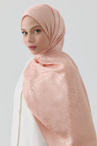 Etnik İkat Desenli Nida Naturel Şal - Somon TUGBA