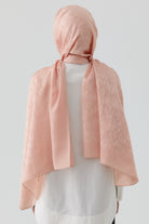 Etnik İkat Desenli Nida Naturel Şal - Somon TUGBA