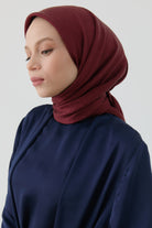 Etnik Şal Desenli Naturel Eşarp - Bordo TUGBA