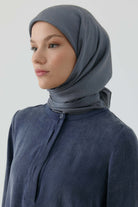 Etnik Şal Desenli Naturel Eşarp - Füme TUGBA