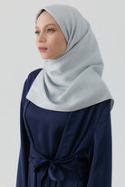 Etnik Şal Desenli Naturel Eşarp - Gümüş TUGBA