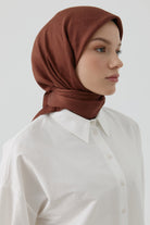 Etnik Şal Desenli Naturel Eşarp - Kahve TUGBA