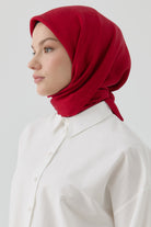 Etnik Şal Desenli Naturel Eşarp - Kırmızı TUGBA