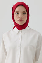 Etnik Şal Desenli Naturel Eşarp - Kırmızı TUGBA