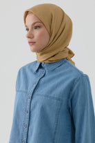 Etnik Şal Desenli Naturel Eşarp - Safran TUGBA