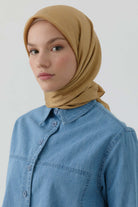 Etnik Şal Desenli Naturel Eşarp - Safran TUGBA