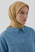 Etnik Şal Desenli Naturel Eşarp - Safran TUGBA