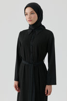 Etnik Şal Desenli Naturel Eşarp - Siyah TUGBA