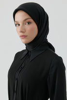 Etnik Şal Desenli Naturel Eşarp - Siyah TUGBA