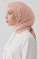 Etnik Şal Desenli Naturel Eşarp - Somon TUGBA