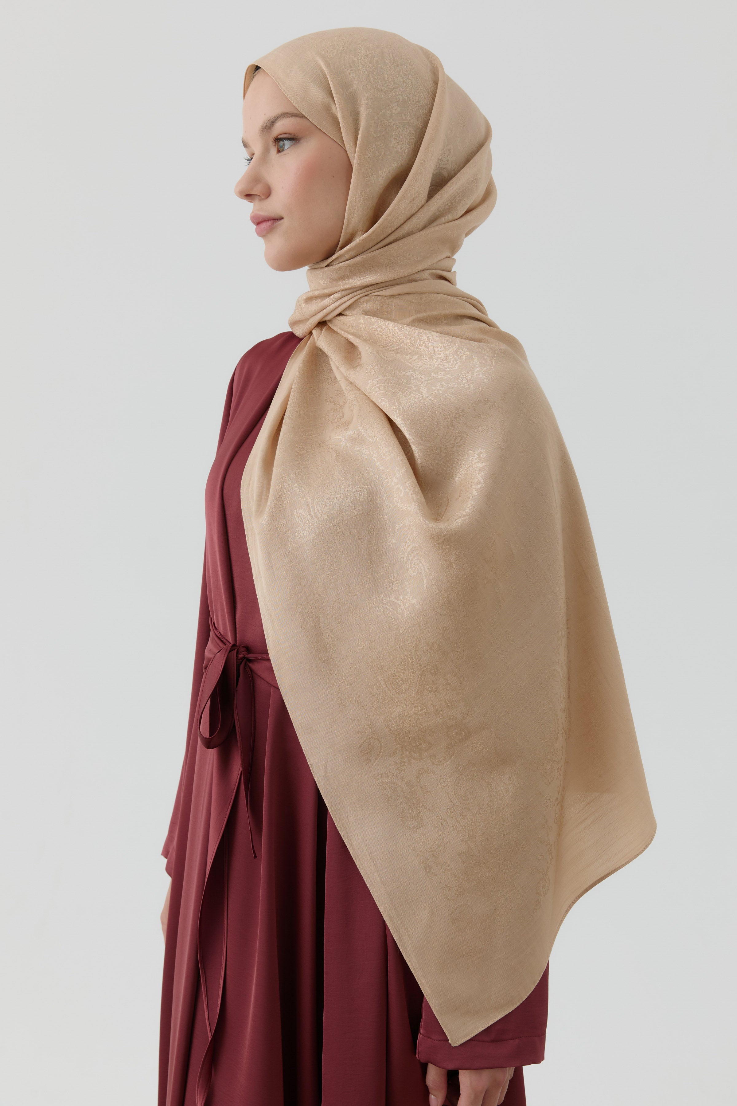 Etnik Şal Desenli Nida Naturel Şal - Bej TUGBA