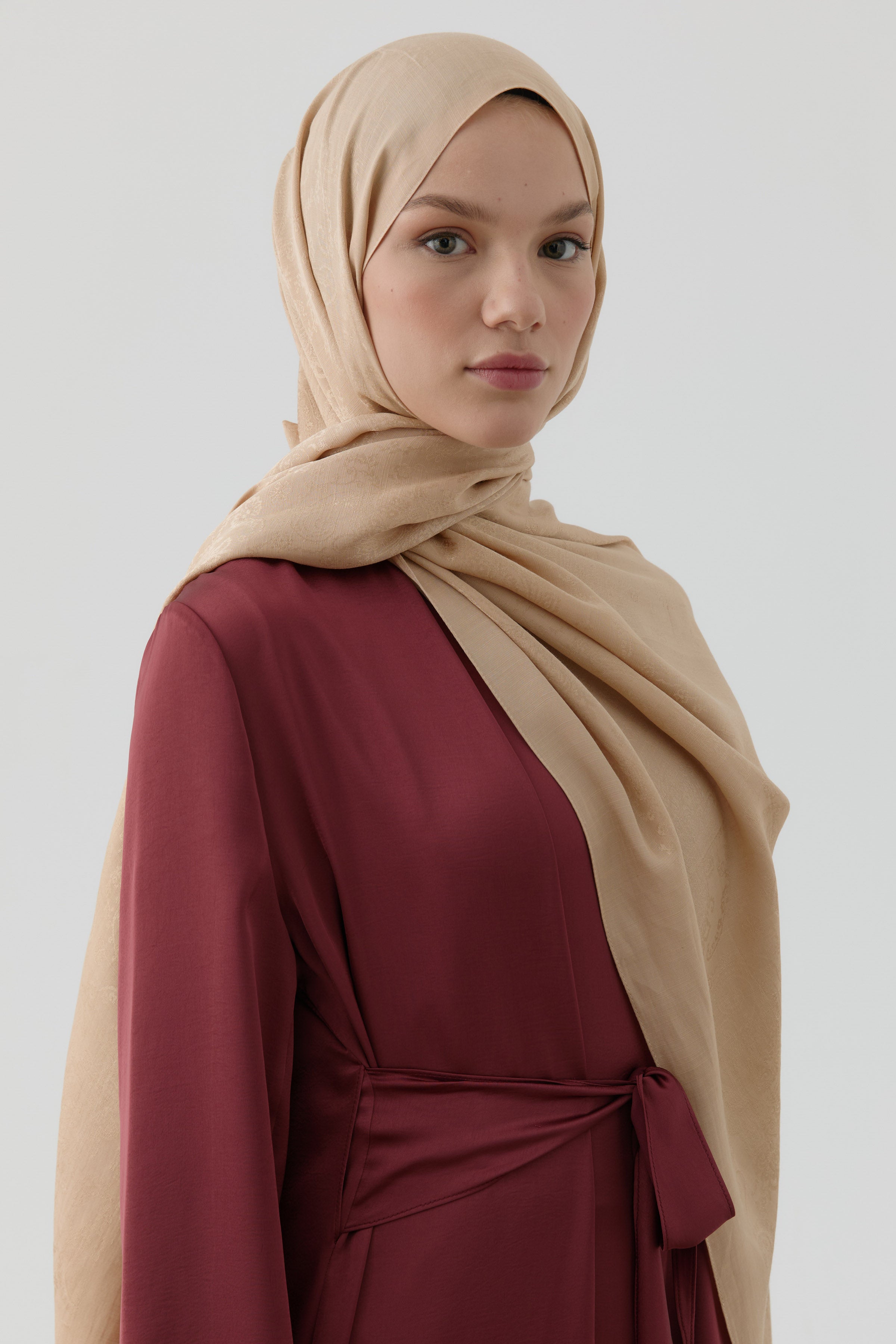 Etnik Şal Desenli Nida Naturel Şal - Bej TUGBA