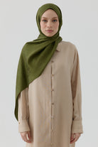 Etnik Şal Desenli Nida Naturel Şal - Haki TUGBA