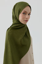 Etnik Şal Desenli Nida Naturel Şal - Haki TUGBA