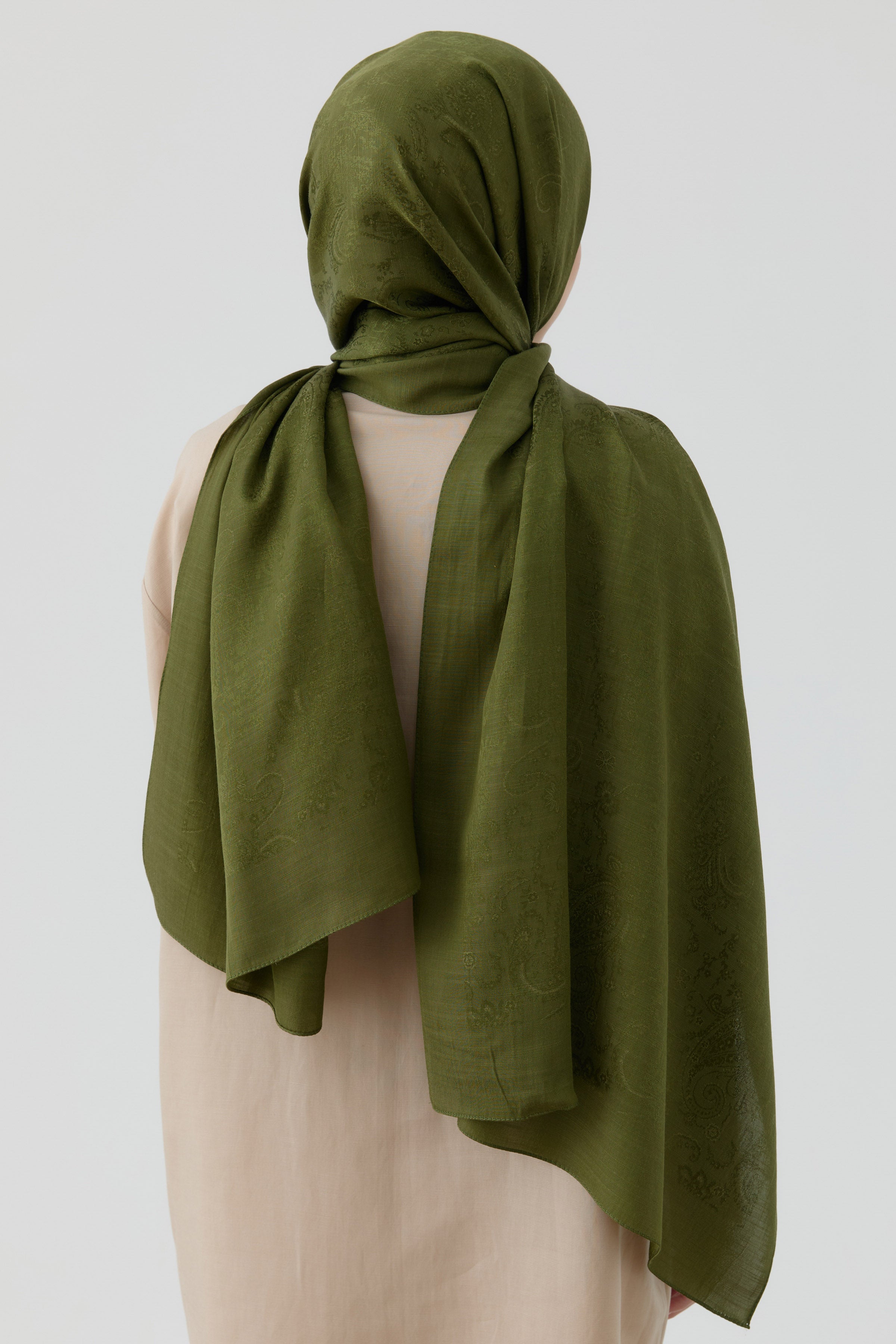 Etnik Şal Desenli Nida Naturel Şal - Haki TUGBA