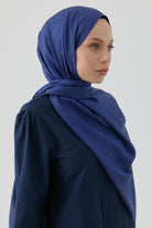 Etnik Şal Desenli Nida Naturel Şal - Lacivert TUGBA